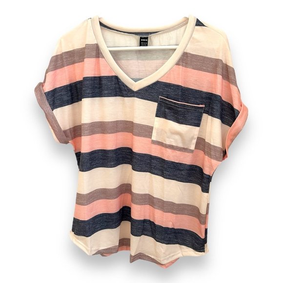 SHEIN Tops - SHEIN LUNE Striped Print Batwing Sleeve Tee
